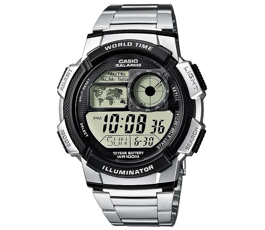 CASIO Mod. WORLD TIME ILLUMINATOR - 5 Alarms. 10 Year battery AE-1000WD-1AVDF
