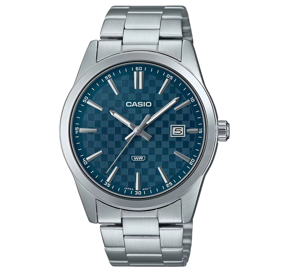 CASIO DATE CARBON LOOK DIAL - Petrol Blue MTP-VD03D-2A2UDF