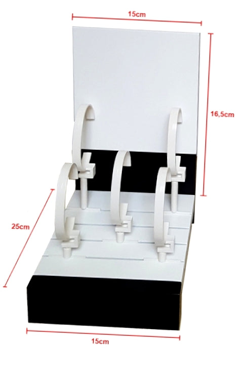 5 WATCHES DISPLAY 1 LEVEL 15X16.5 + 6 PLASTIC STANDS LACQUERED WOOD - MADE IN ITALY AMI1210