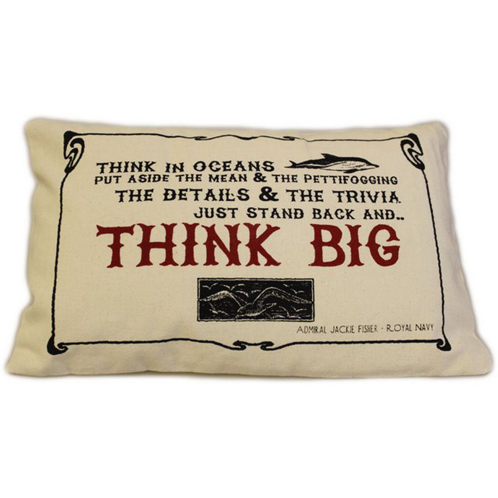 CUSCINI LETTERARI - Copricuscino in Juta lavata / Cotton pillow case THINK BIG - Size 38x25cm SLEEP-C-07