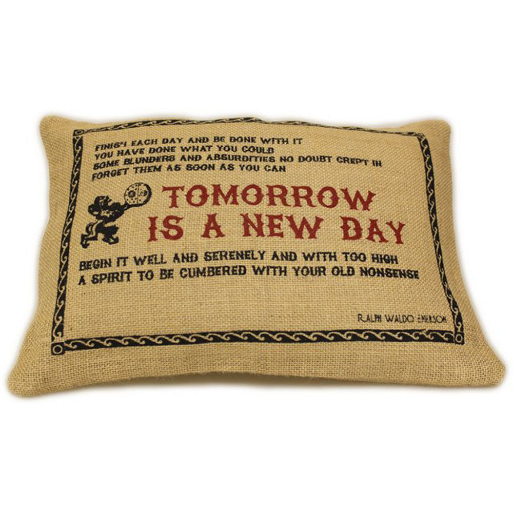 CUSCINI LETTERARI - Copricuscino in Juta lavata / Juta washed pillow case TOMORROW - Size 38x25cm SLEEP-J-12